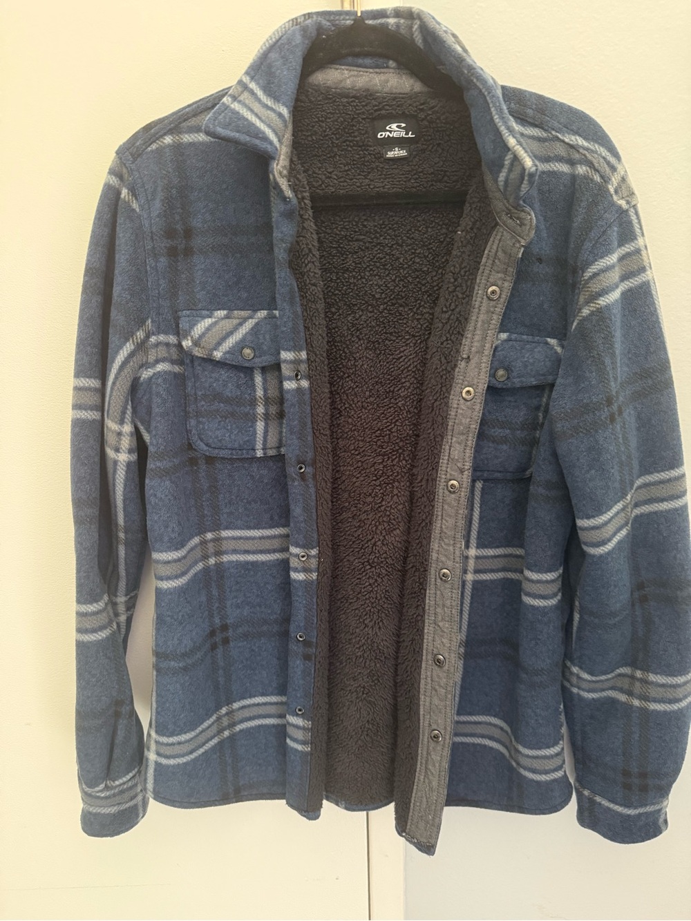 O'Neill Blue Plaid Sherpa-Lined Shirt Jacket